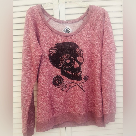 Volcom Sweaters - Vintage rare VOLCOM Red with detailed Skull Design